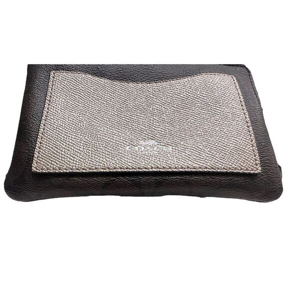 Coach F22713 Boxed Corner Zip Wristlet With Metallic Brown Black Platinum $85 NW - Picture 2 of 6
